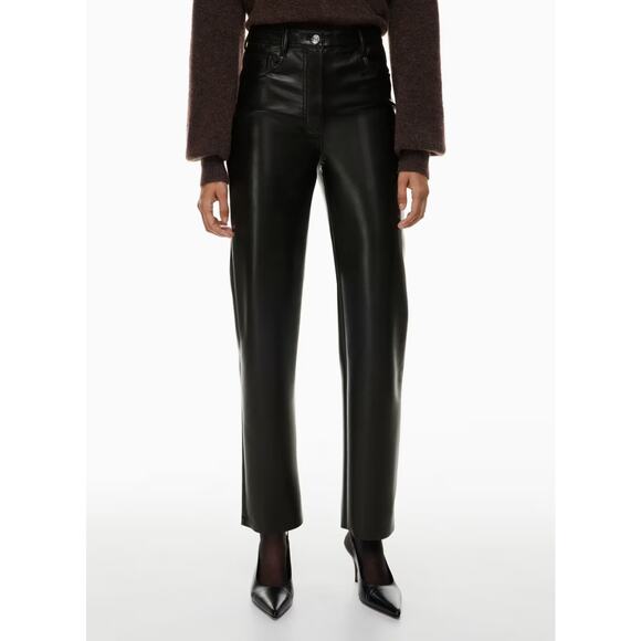 Wilfred The Melina‎ Pant Vegan Faux Leather Black High Rise Straight Leg Size 4 - Picture 1 of 14